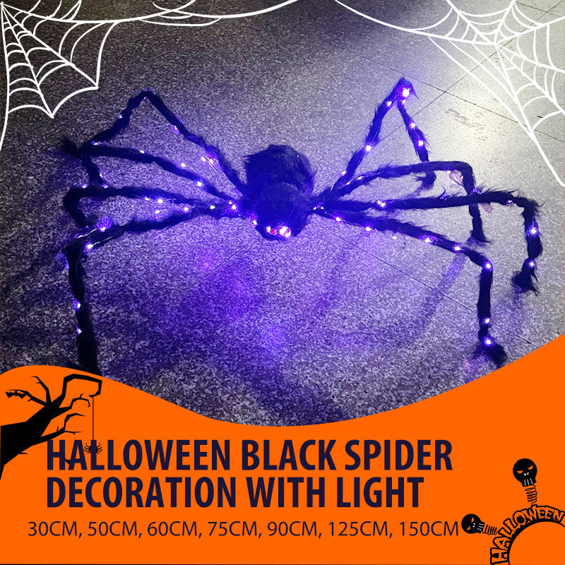 🕷️ 50 % RABATT! 🎃 Skap en uhyggelig Halloween-stemning – Halloween-dekorasjon med svart edderkopp og lys, iøynefallende, enkel å plassere