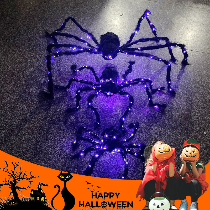 🕷️ 50 % RABATT! 🎃 Skap en uhyggelig Halloween-stemning – Halloween-dekorasjon med svart edderkopp og lys, iøynefallende, enkel å plassere