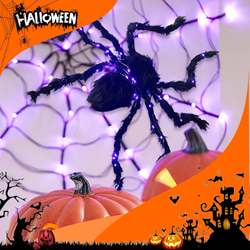 🕷️ 50 % RABATT! 🎃 Skap en uhyggelig Halloween-stemning – Halloween-dekorasjon med svart edderkopp og lys, iøynefallende, enkel å plassere