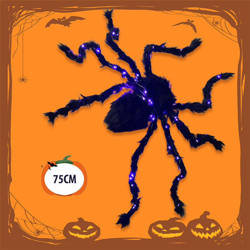🕷️ 50 % RABATT! 🎃 Skap en uhyggelig Halloween-stemning – Halloween-dekorasjon med svart edderkopp og lys, iøynefallende, enkel å plassere