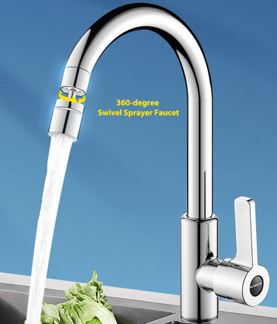 360° svingbar kjøkkenvaskluftblander - dobbeltfunksjonell 2-strømnings sprøytekranhode