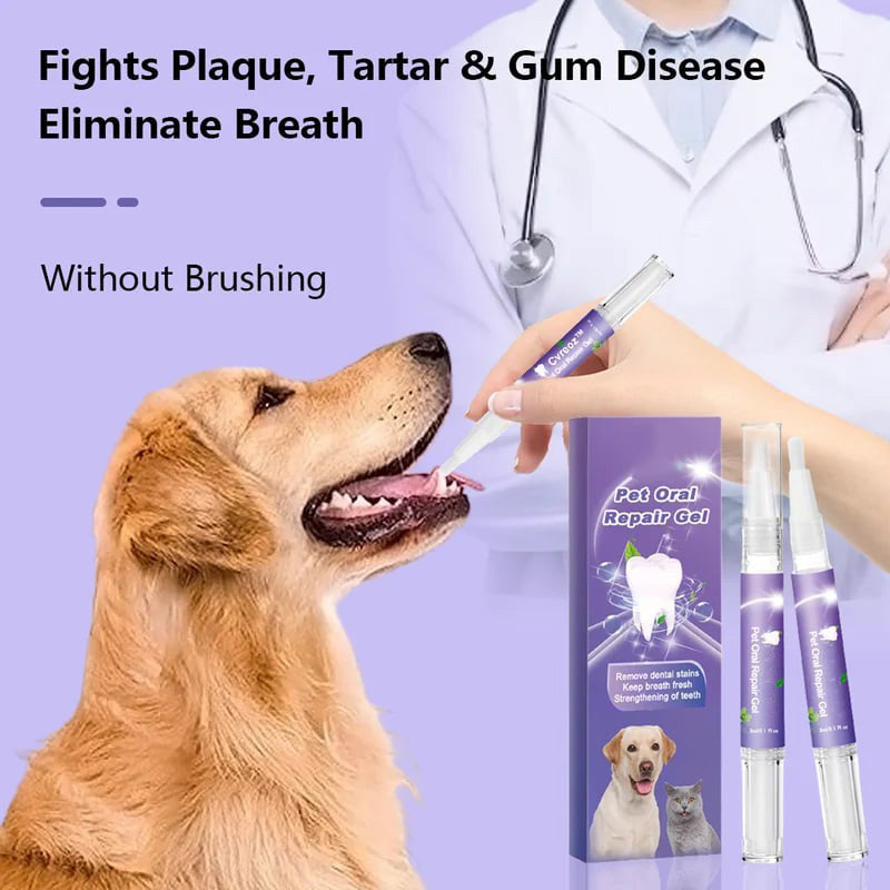 🥇KJØP 1, FÅ 2 GRATIS🔥Pet Oral Repair Gel-tannbørste 🐱🐶