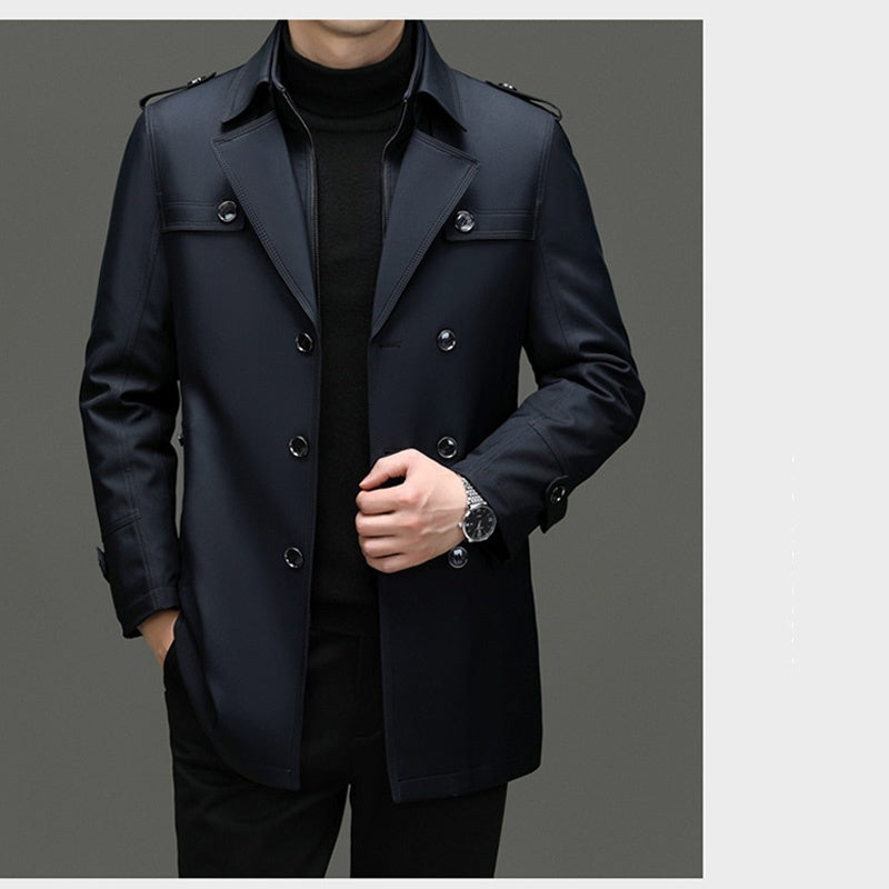 🔥59 % rabatt🔥Mellomlang trenchcoat for menn med avtakbart innerlag🔥 Gratis levering