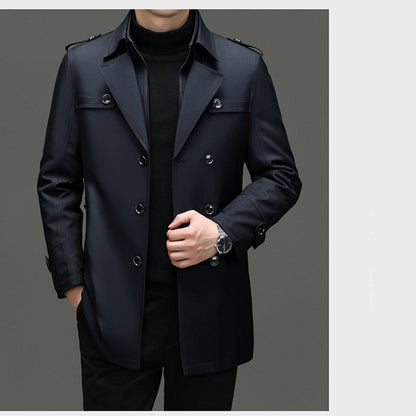 🔥59 % rabatt🔥Mellomlang trenchcoat for menn med avtakbart innerlag🔥 Gratis levering