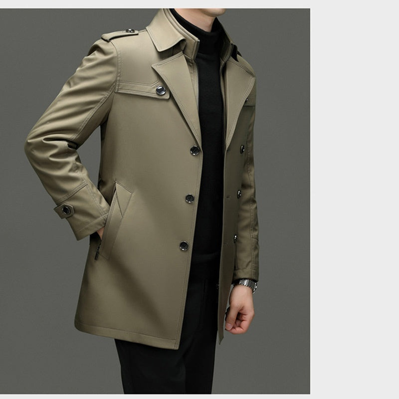 🔥59 % rabatt🔥Mellomlang trenchcoat for menn med avtakbart innerlag🔥 Gratis levering