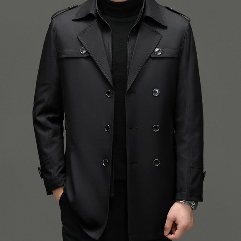 🔥59 % rabatt🔥Mellomlang trenchcoat for menn med avtakbart innerlag🔥 Gratis levering