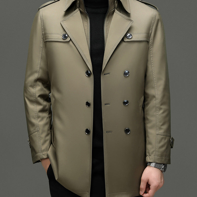 🔥59 % rabatt🔥Mellomlang trenchcoat for menn med avtakbart innerlag🔥 Gratis levering