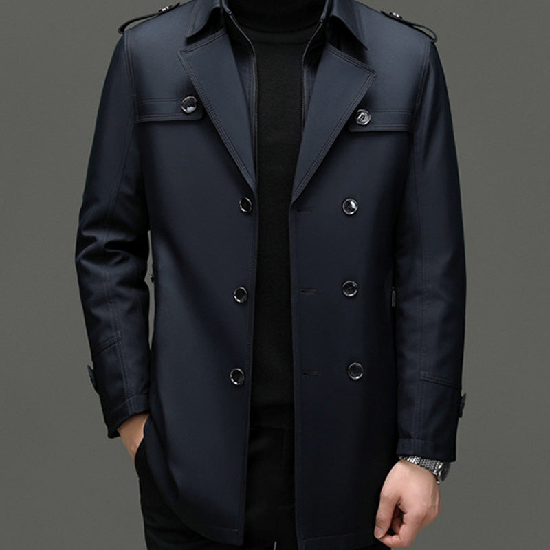 🔥59 % rabatt🔥Mellomlang trenchcoat for menn med avtakbart innerlag🔥 Gratis levering