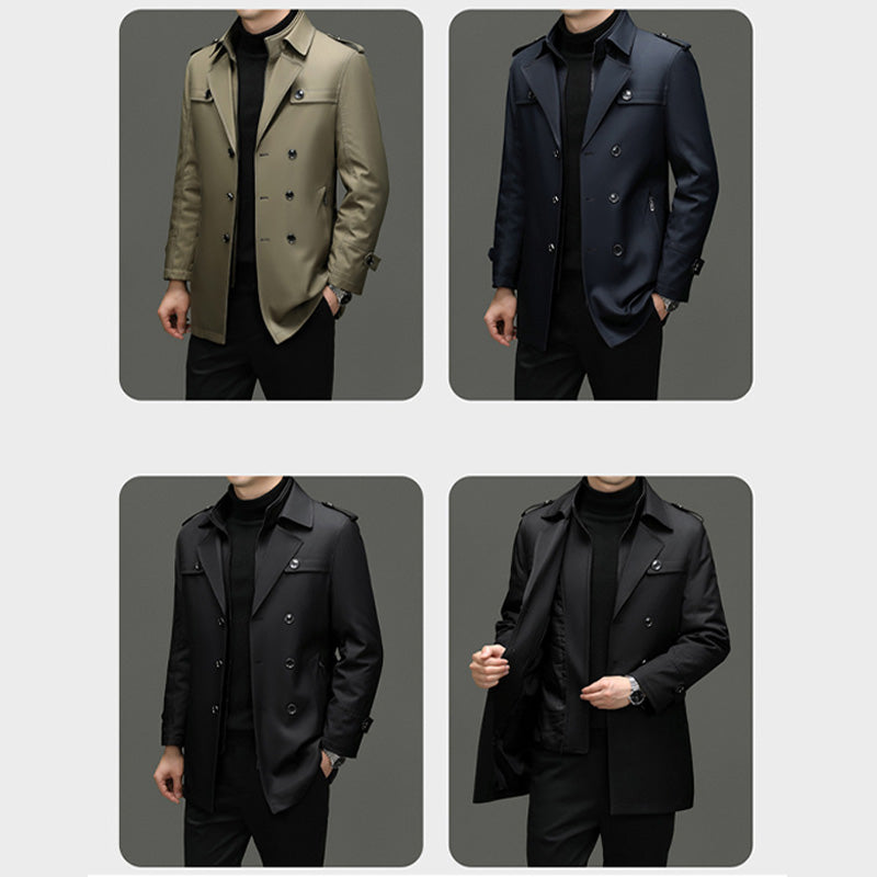 🔥59 % rabatt🔥Mellomlang trenchcoat for menn med avtakbart innerlag🔥 Gratis levering