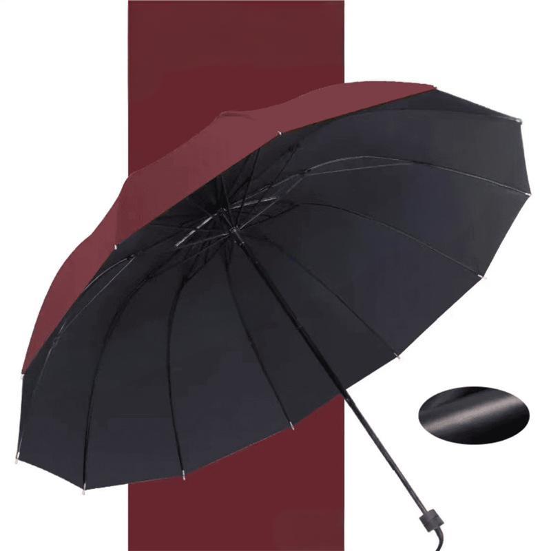 ☂️☂️12-ribbet stor sammenleggbar vindtett paraply