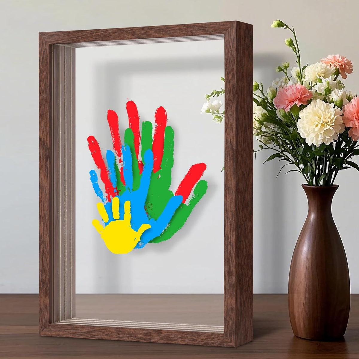 Familiehåndavtrykk-sett🖐️🎨 | Rammesett til minne for 2–8 personer | Giftfri maling inkludert 🎁✨