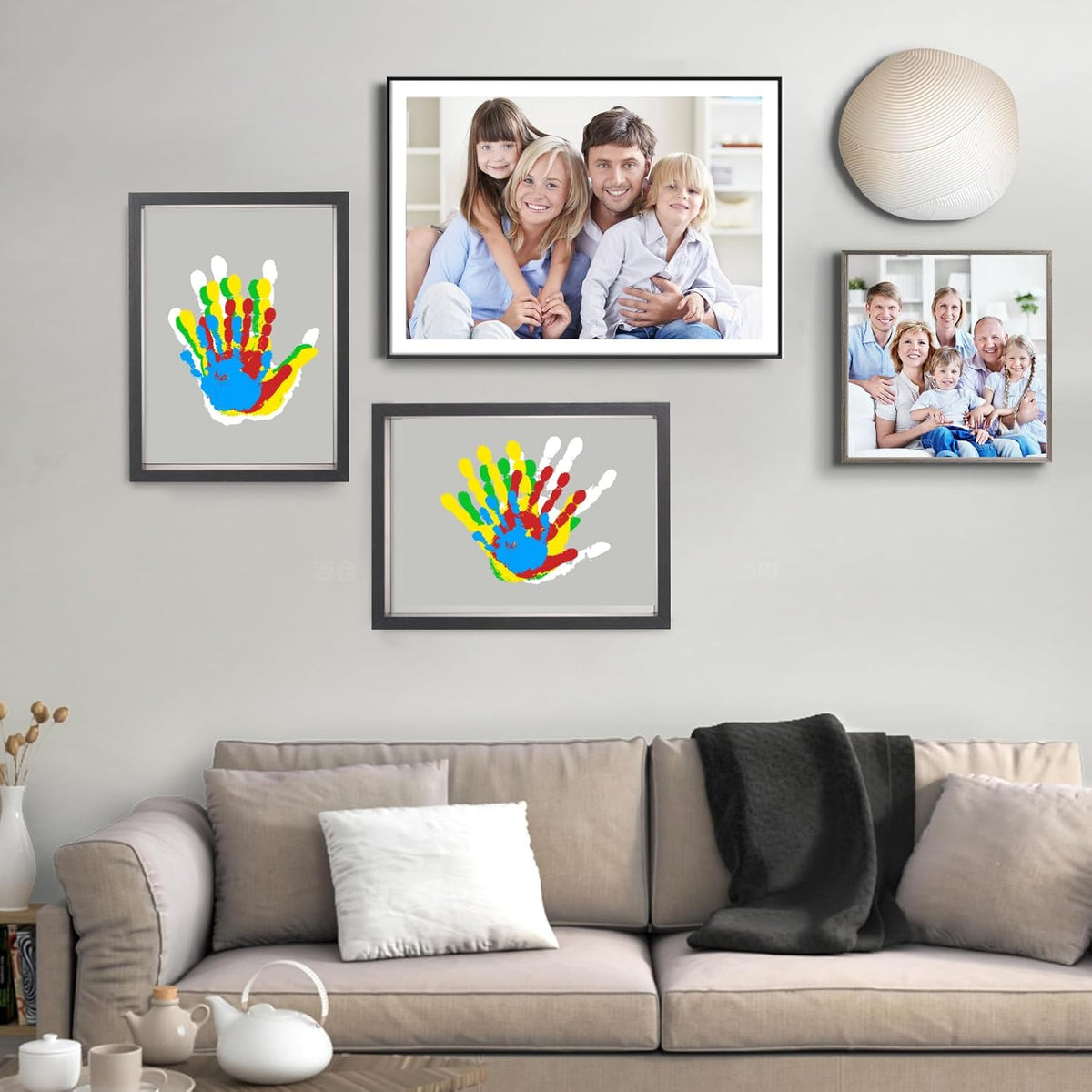 Familiehåndavtrykk-sett🖐️🎨 | Rammesett til minne for 2–8 personer | Giftfri maling inkludert 🎁✨