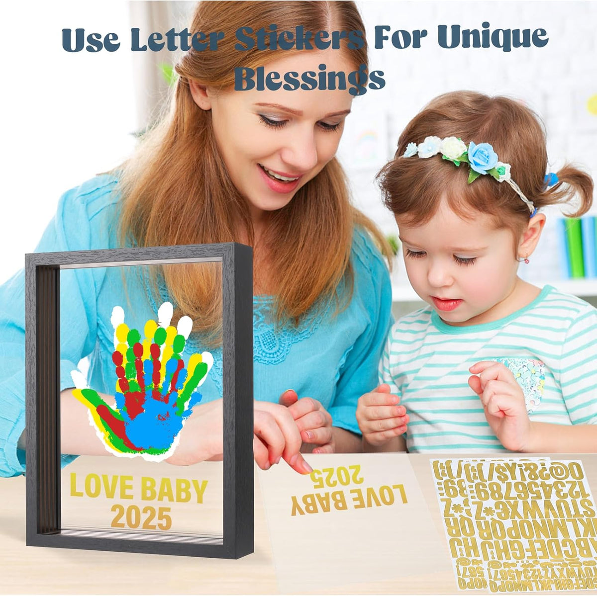 Familiehåndavtrykk-sett🖐️🎨 | Rammesett til minne for 2–8 personer | Giftfri maling inkludert 🎁✨