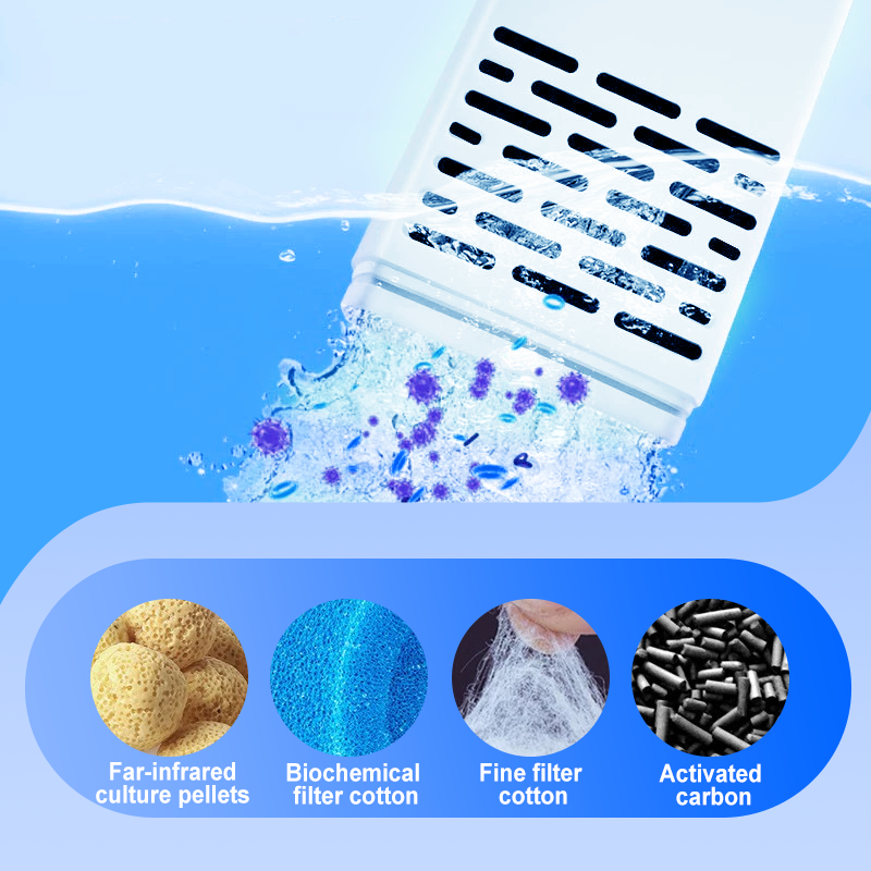 3-i-1-filter til fiskekarm – filtrering, oksygenering og vannpumping