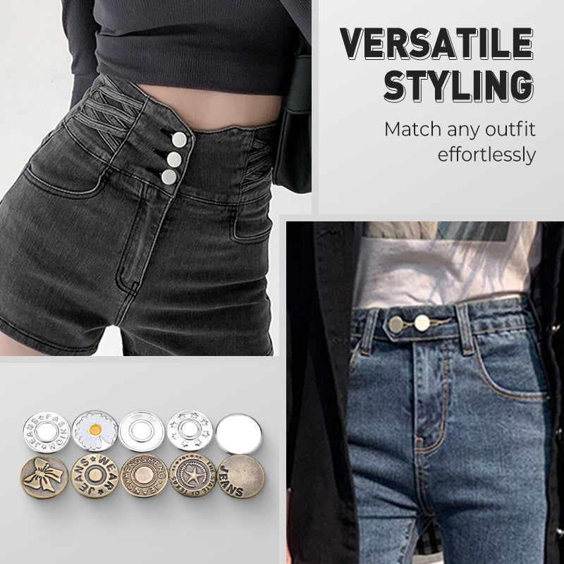 Sett med avtakbare jeansknapper uten sying