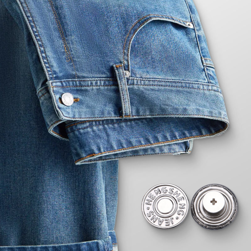 Sett med avtakbare jeansknapper uten sying
