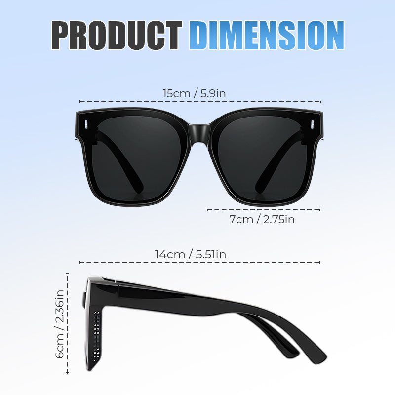 😎 Sammenleggbare solbriller med overbrille – Antirefleks for kjøring 🚗☀️