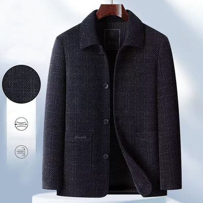 Herrejakke med tykk chenille-krage og knapper