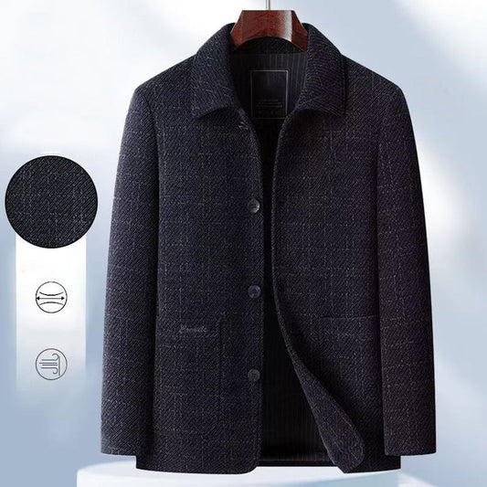 Herrejakke med tykk chenille-krage og knapper