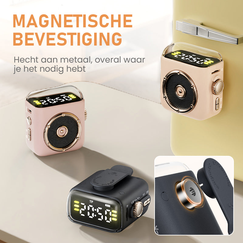 🔊 Nyhet! Magnetisk minihøyttaler 💥 360° lyd og LED-lysshow 🎶