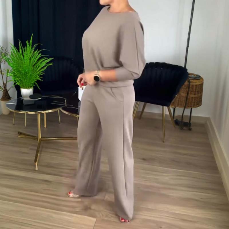 Elegant lang cardigan, topp og buksesett i 3 deler