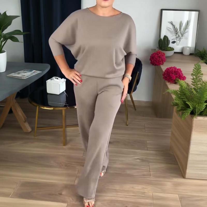 Elegant lang cardigan, topp og buksesett i 3 deler