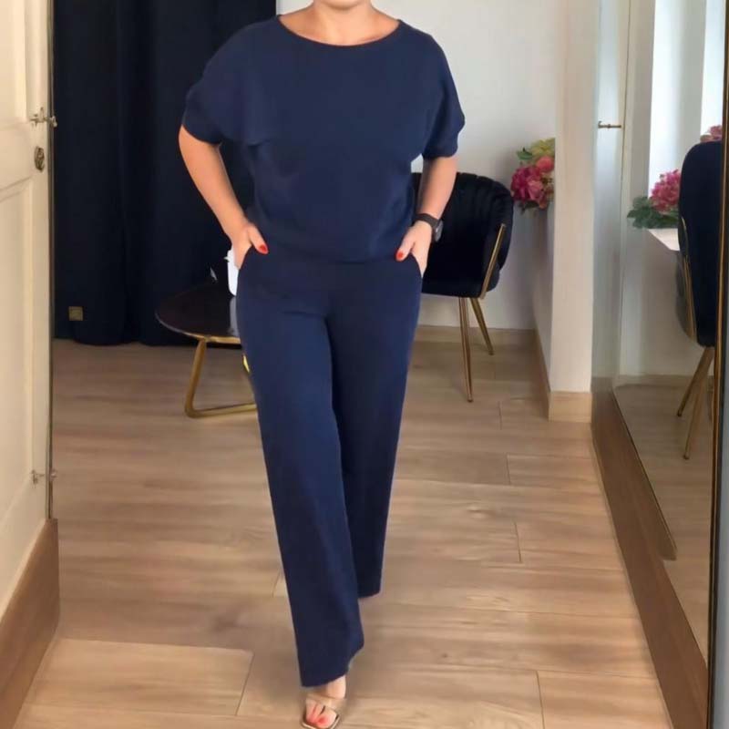 Elegant lang cardigan, topp og buksesett i 3 deler