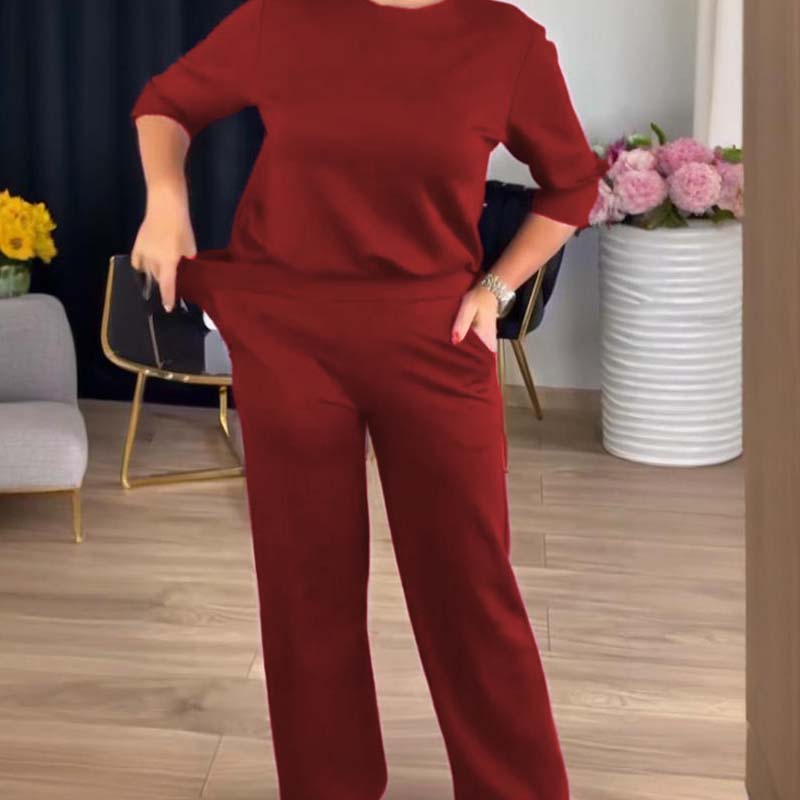 Elegant lang cardigan, topp og buksesett i 3 deler