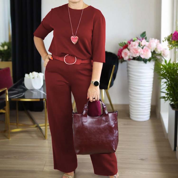 Elegant lang cardigan, topp og buksesett i 3 deler