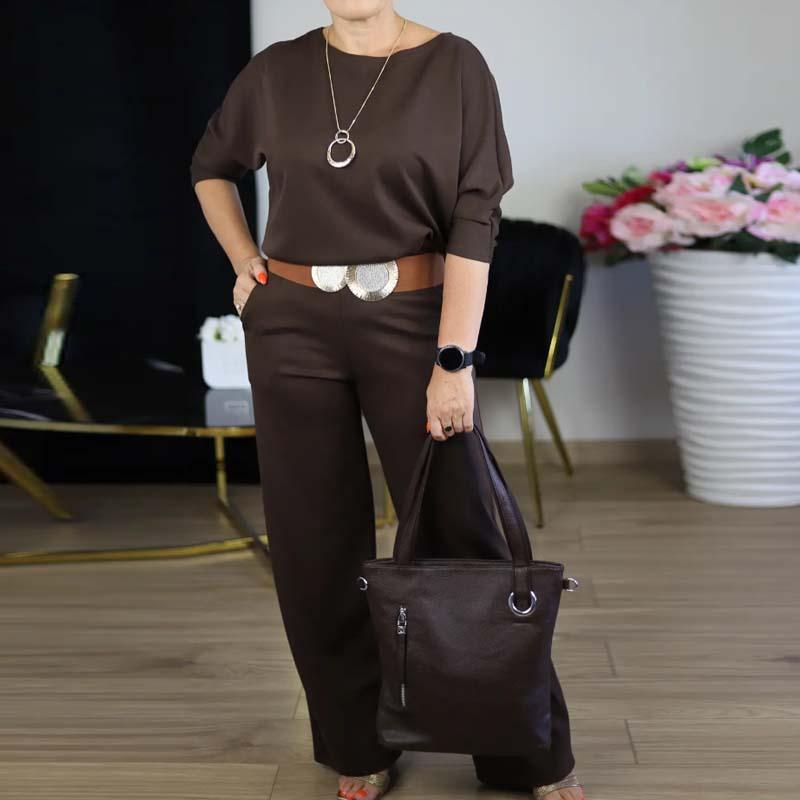 Elegant lang cardigan, topp og buksesett i 3 deler