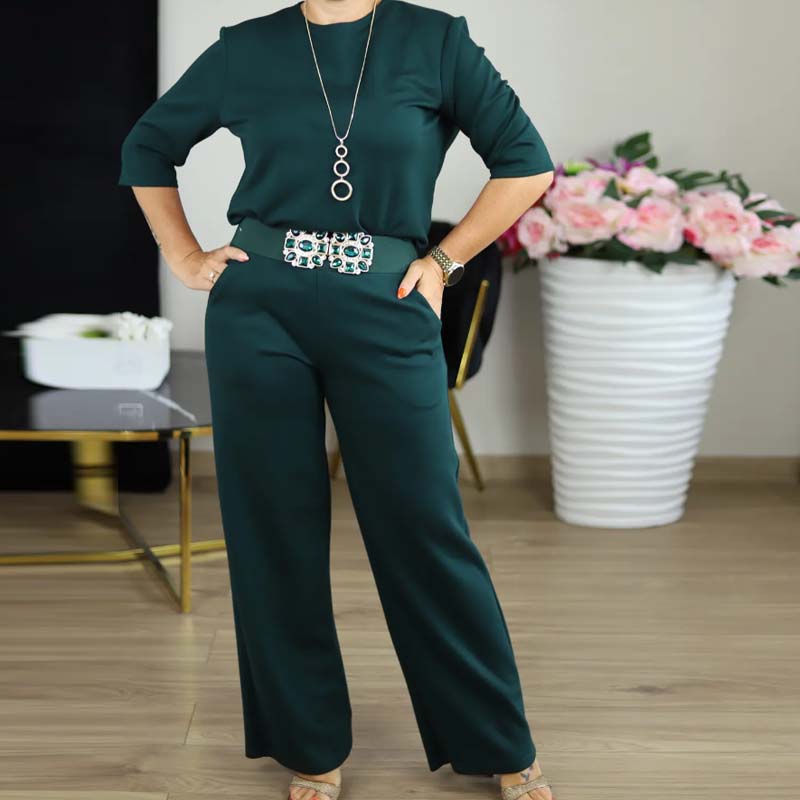 Elegant lang cardigan, topp og buksesett i 3 deler