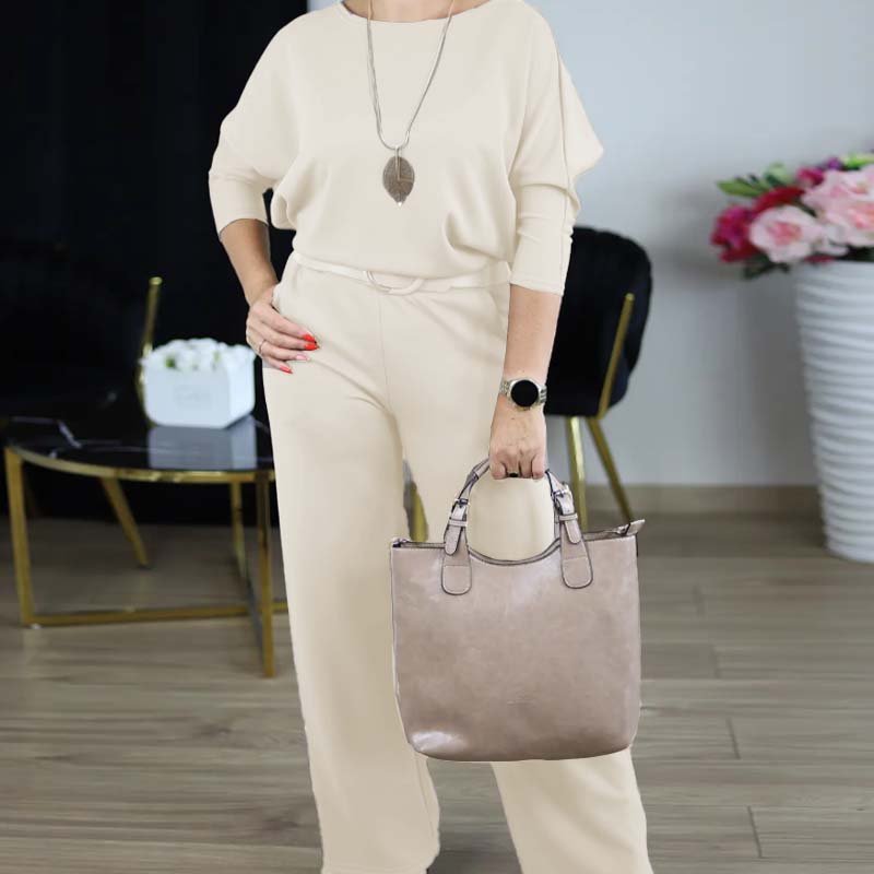 Elegant lang cardigan, topp og buksesett i 3 deler
