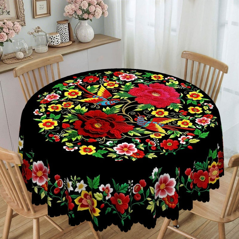 ⏳Begrenset tilbud: 50 % rabatt⏰Meksikansk blomstret duk med bølget kant🏵️