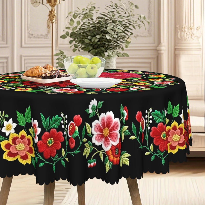 ⏳Begrenset tilbud: 50 % rabatt⏰Meksikansk blomstret duk med bølget kant🏵️