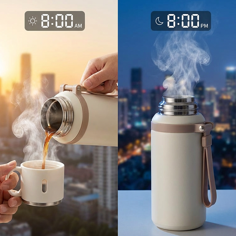 💥Nyttårssalg 50% ☕2-i-1 rustfritt stål vakuumisolert flaske med lokk🍵