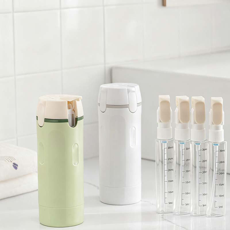 🧴 NU 50% KORTING! 🎉 4-i-1 påfyllbare reiseflasker med dispenser