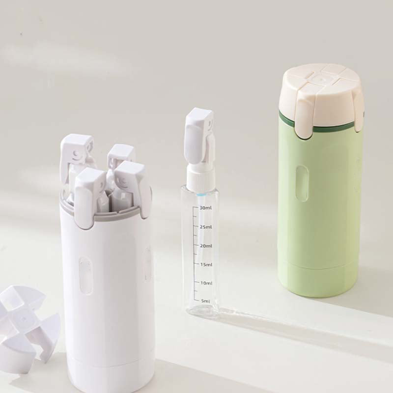 🧴 NU 50% KORTING! 🎉 4-i-1 påfyllbare reiseflasker med dispenser
