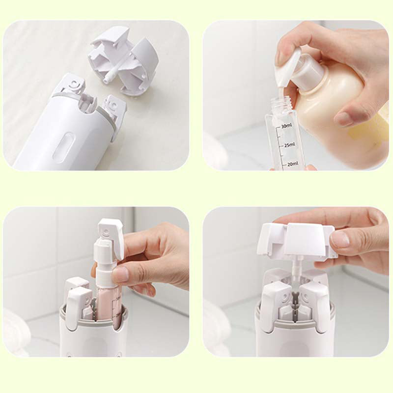 🧴 NU 50% KORTING! 🎉 4-i-1 påfyllbare reiseflasker med dispenser