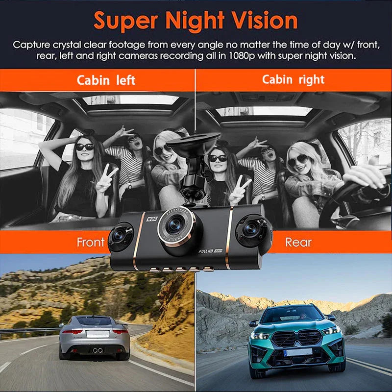 🥳2026 VARMT SALG🥳💞50 000+ SOLGT!🌙🚘 50 % RABATT! 4-kanals bilkamera – Dekning foran, bak og innvendig. Bevegelsesdeteksjon, loopopptak. G-sensor låser ulykkesopptak. Kjør og parker med trygghet. 👴✅