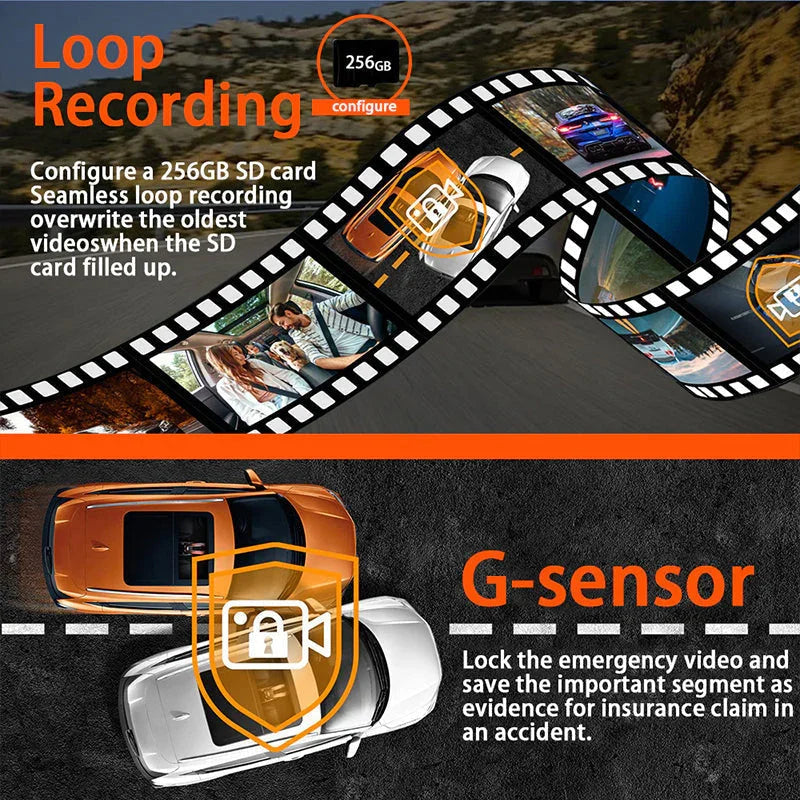 🥳2026 VARMT SALG🥳💞50 000+ SOLGT!🌙🚘 50 % RABATT! 4-kanals bilkamera – Dekning foran, bak og innvendig. Bevegelsesdeteksjon, loopopptak. G-sensor låser ulykkesopptak. Kjør og parker med trygghet. 👴✅
