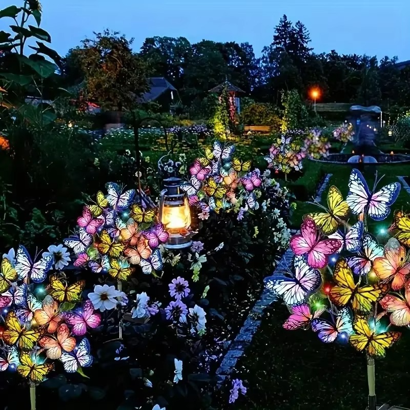 🦋Solcelledrevne sommerfugllys til utendørs bruk💐
