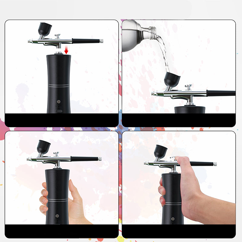 Bærbart trådløst airbrush-sett med kompressor