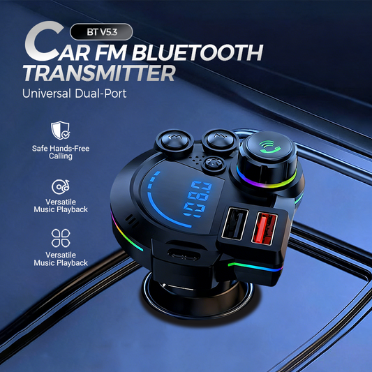 🚗 Universell FM-Bluetooth-sender med to USB-porter – trådløs musikkstreaming og håndfri samtaler 🔌