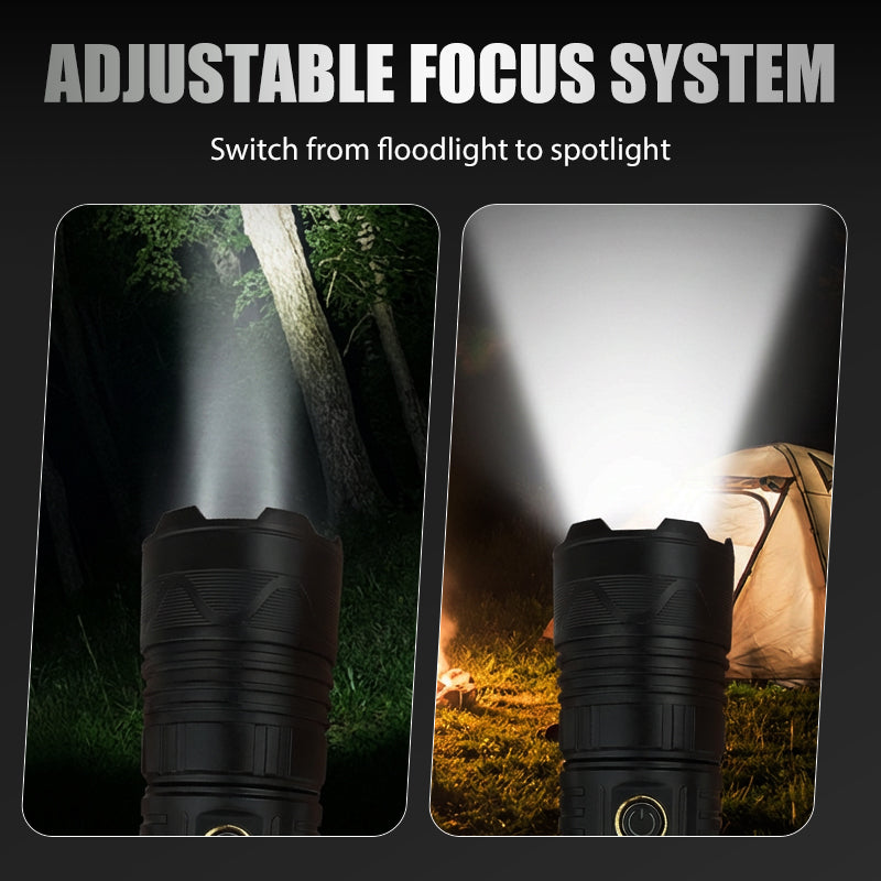 🔦Oppladbar P50 LED-lommelykt – Justerbar zoom | Sterk lysstyrke & Lang levetid