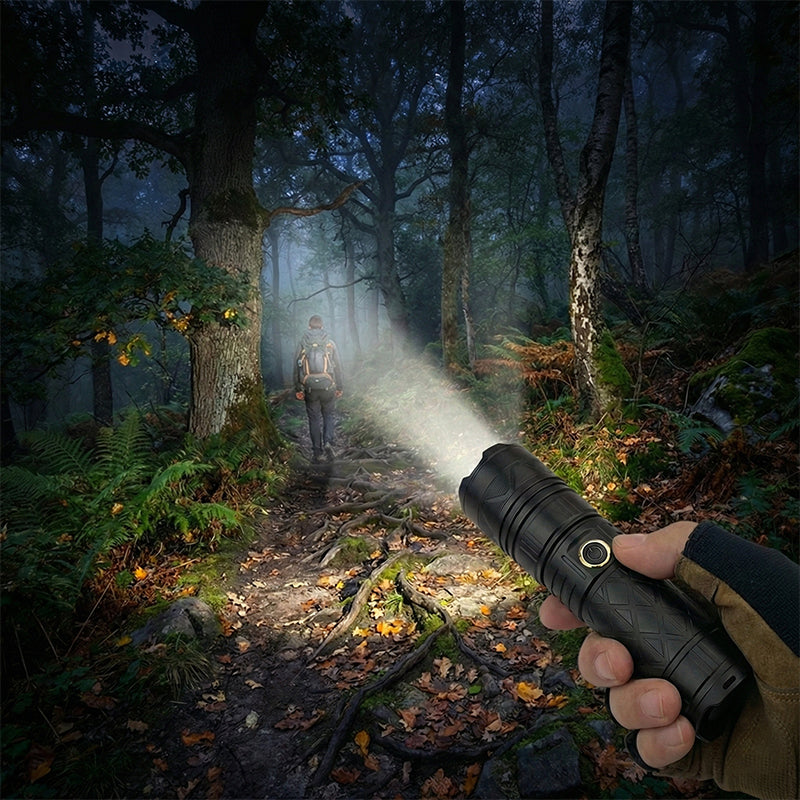 🔦Oppladbar P50 LED-lommelykt – Justerbar zoom | Sterk lysstyrke & Lang levetid