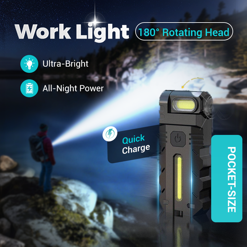 🔦 180° roterende LED-arbeidslys – Supersterk LED, 180° justerbar vinkel, vanntett og bærbar for bruk i flere scener 💡