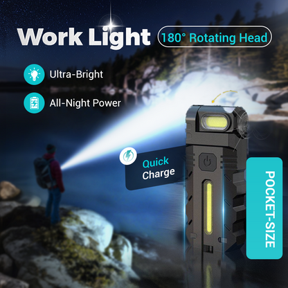 🔦 180° roterende LED-arbeidslys – Supersterk LED, 180° justerbar vinkel, vanntett og bærbar for bruk i flere scener 💡