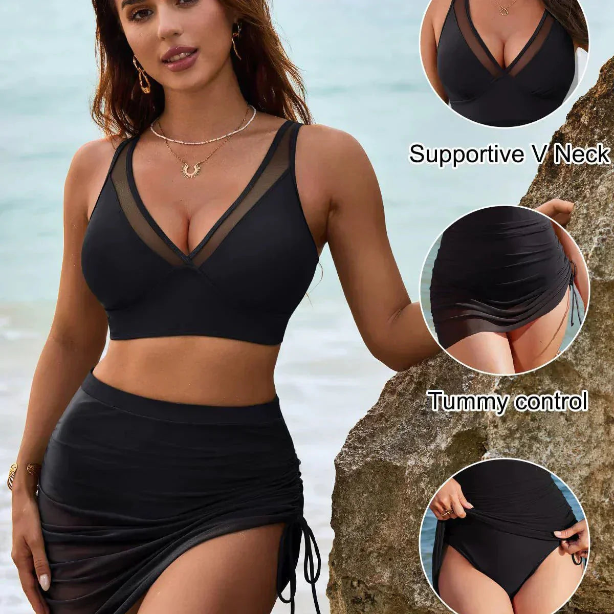 🏝️💖SISTE SALGSDAG 50 % RABATT💖👙Slankende badedrakt i netting med magekontroll