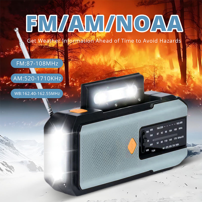 🔥50 % RABATT Solcelle- og håndsveivradio med 2000 mAh batteri og SOS-alarm