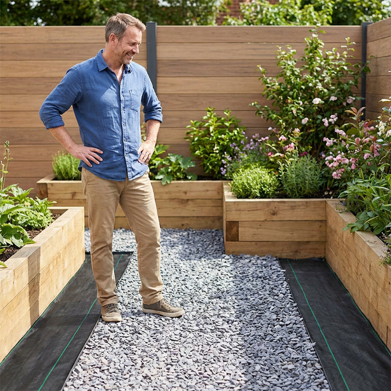 💧 Pustende ugressduk – slipper gjennom vann og luft, blokkerer sollys og hindrer ugress, perfekt for kjøkkenhagen, blomsterbed og dekkeavling 🍅